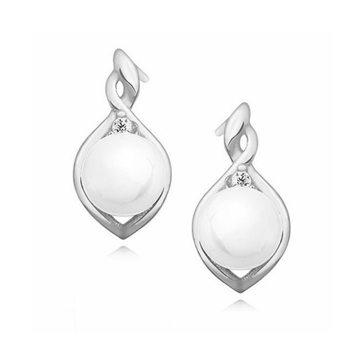 Delikatne rodowane srebrne kolczyki perły perełki cyrkonie srebro 925 Z1094ES