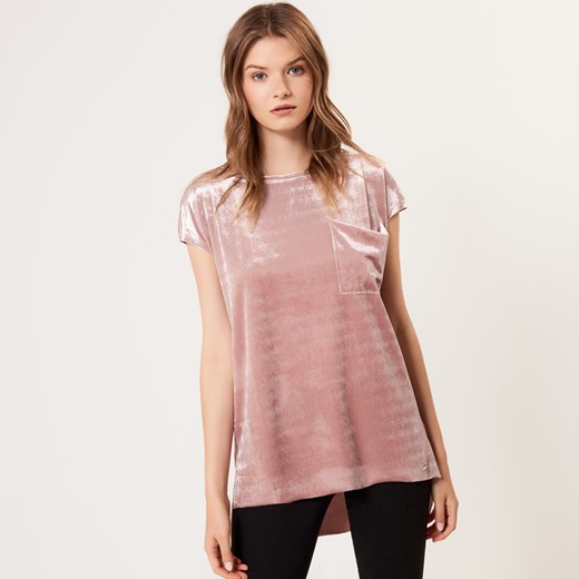 Mohito - Koszulka z aksamitnej tkaniny - Różowy rozowy Mohito XL 