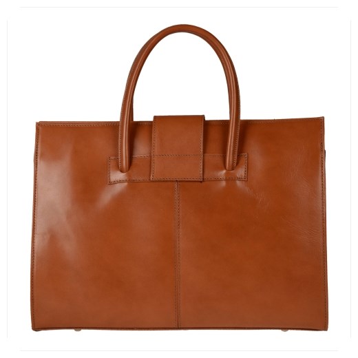 Elegancka aktówka skórzana xl camel brazowy Borse In Pelle melon.pl
