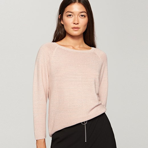 Reserved - Sweter z ozdobnym dekoltem z tyłu - Różowy Reserved bezowy M 