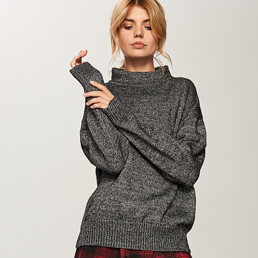 Reserved - Sweter z golfem - Czarny Reserved szary M 
