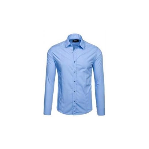 Koszula męska elegancka z długim rękawem błękitna Bolf 6944