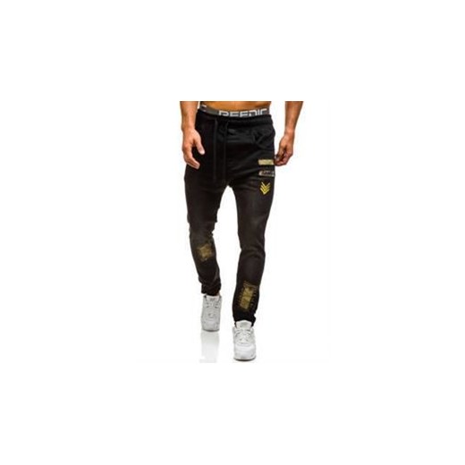 Spodnie jeansowe joggery męskie czarne Denley 0806