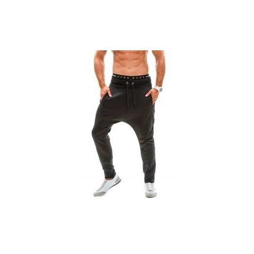 Spodnie dresowe baggy męskie czarne Denley1668