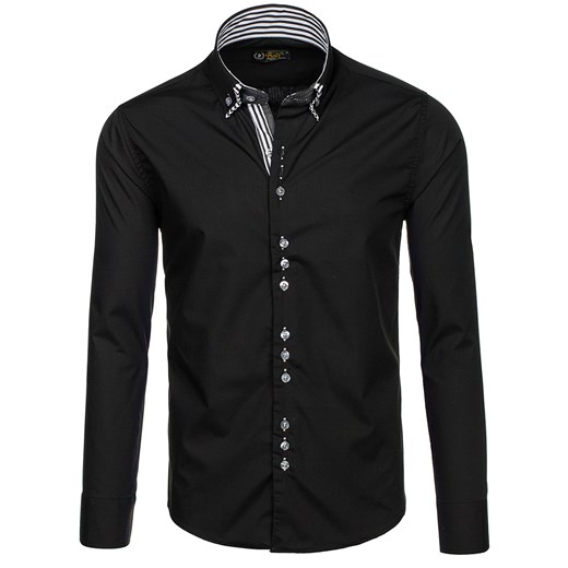 Koszula męska elegancka z długim rękawem czarna Bolf 4703