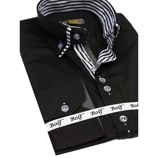 Koszula męska elegancka z długim rękawem czarna Bolf 4703