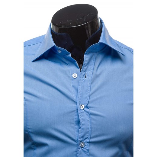Koszula męska elegancka z długim rękawem błękitna Bolf 1703