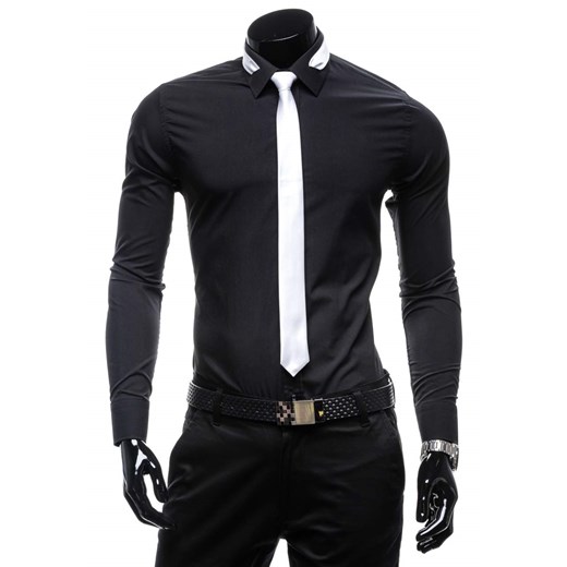 Koszula męska elegancka z długim rękawem czarna Bolf 4714-1