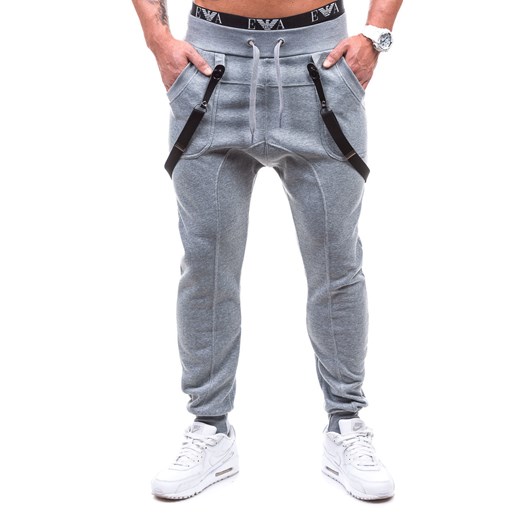 Spodnie dresowe baggy męskie szare Denley 1106
