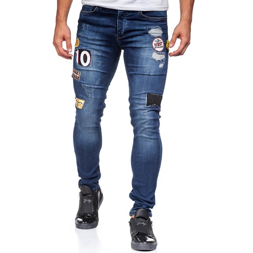 Spodnie jeansowe męskie granatowe Denley 298
