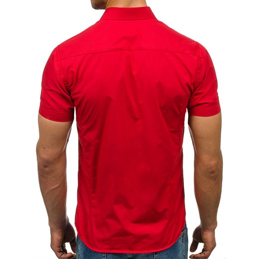 Koszula męska elegancka z krótkim rękawem czerwona Bolf 7501