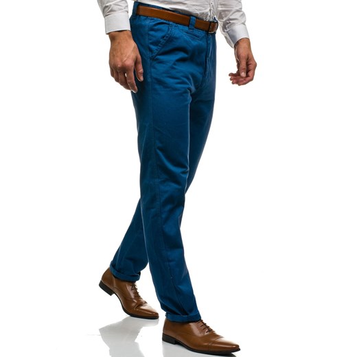 Spodnie chinosy męskie niebieskie Denley 6191