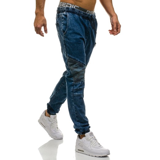 Spodnie jeansowe joggery męskie granatowe Denley 817