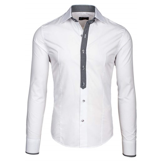 Koszula męska elegancka z długim rękawem biała Bolf 0939