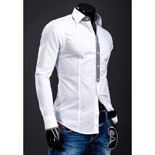 Koszula męska elegancka z długim rękawem biała Bolf 0939