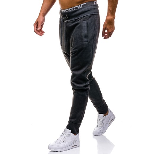 Spodnie dresowe baggy męskie antracytowe Denley1668