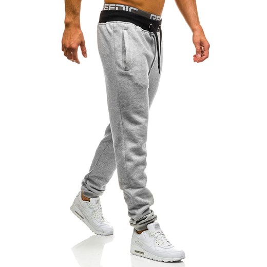 Spodnie dresowe joggery męskie szare Denley AK11