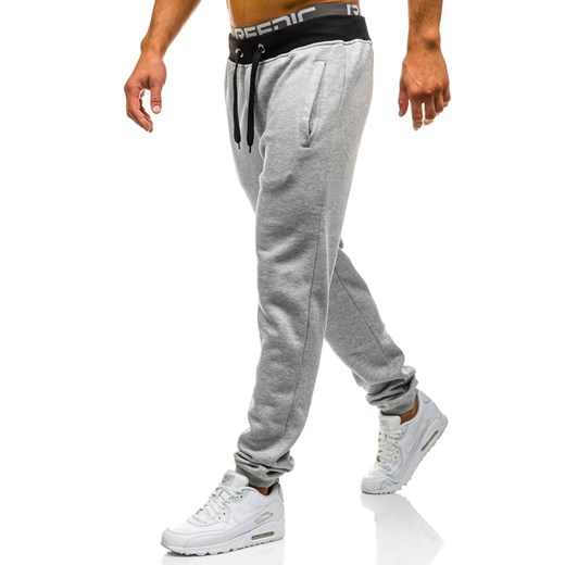 Spodnie dresowe joggery męskie szare Denley AK11