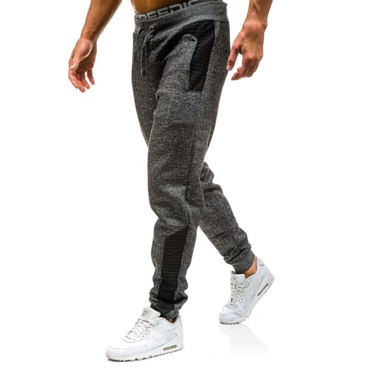 Spodnie dresowe joggery męskie czarne Denley x015