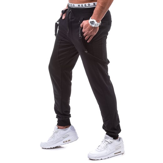 Spodnie dresowe baggy męskie czarne Denley 7221