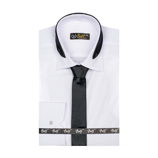 Koszula męska elegancka z długim rękawem biała Bolf 4714-1