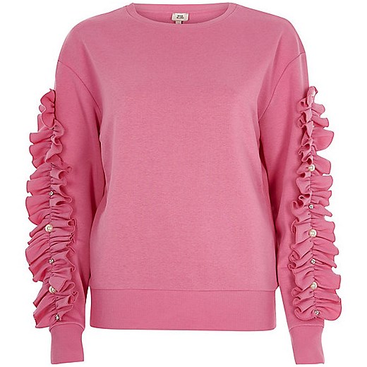 Pink long ruffle sleeve sweatshirt  River Island rozowy  