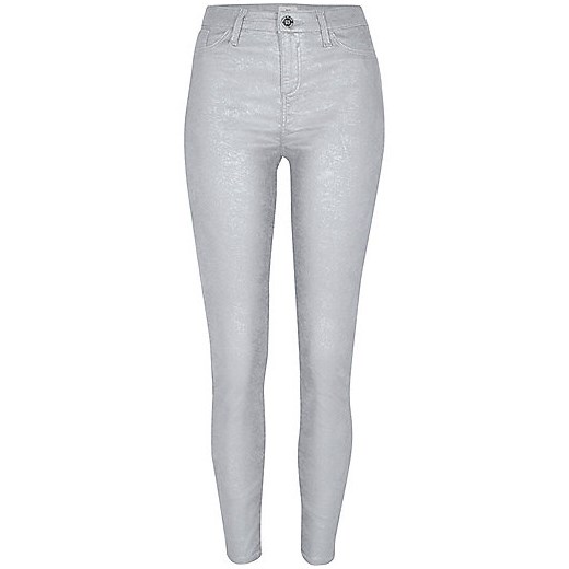 Grey wash silver coated Molly skinny jeggings   River Island  