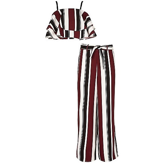 Girls red stripe palazzo pants and top outfit  River Island fioletowy  