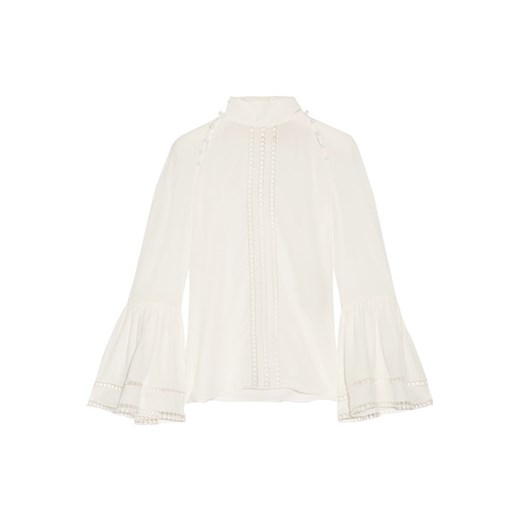 Crochet-trimmed silk crepe de chine blouse bezowy   NET-A-PORTER
