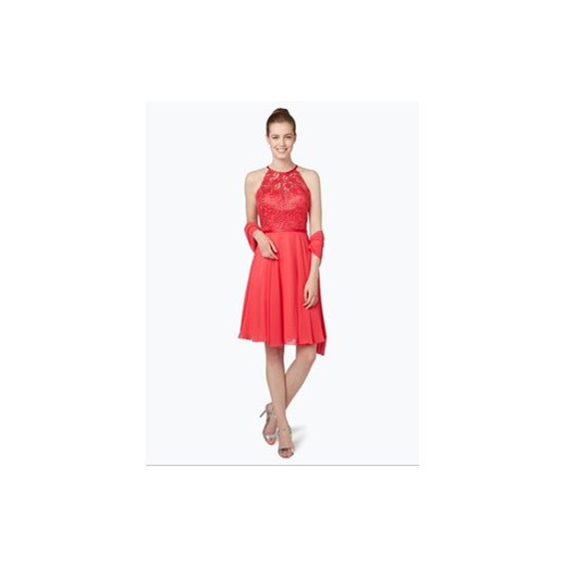 Luxuar Fashion - Damska sukienka koktajlowa z etolą, czerwony Luxuar Fashion pomaranczowy 40 vangraaf