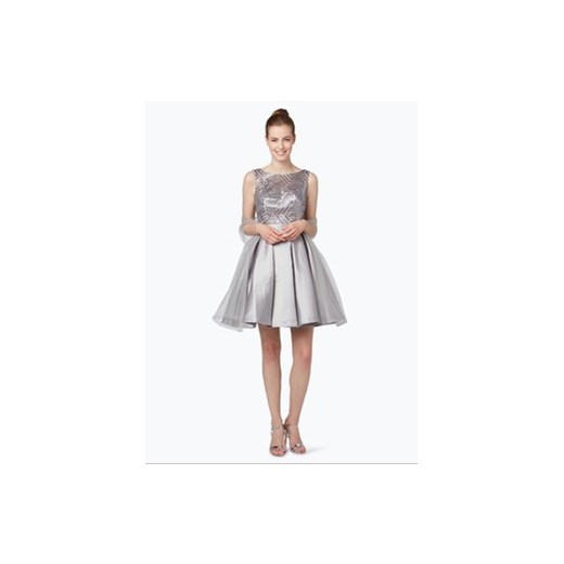 Luxuar Fashion - Damska sukienka koktajlowa z etolą, szary Luxuar Fashion bezowy 34 vangraaf