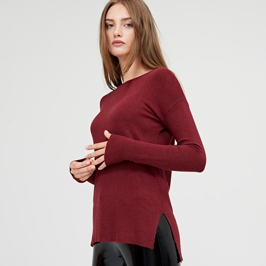 Cropp - Gładki sweter - Brązowy Cropp czerwony M 