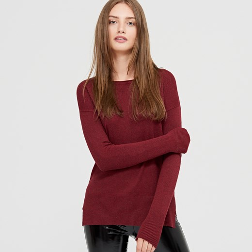 Cropp - Gładki sweter - Brązowy czerwony Cropp L 