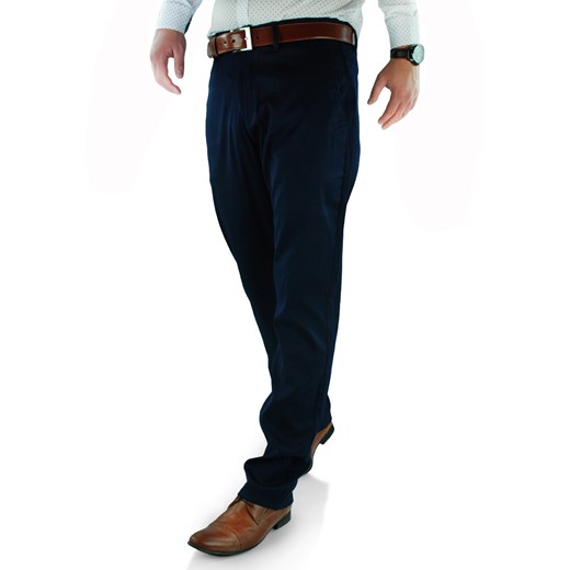 Eleganckie spodnie męskie chinosy w kolorze ciemno-granatowym E602A-4  czarny 35/32 promocyjna cena anmir.pl 