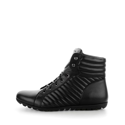 Czarne sportowe buty za kostkę ze skóry licowej VAGLIA czarny Primamoda 45 