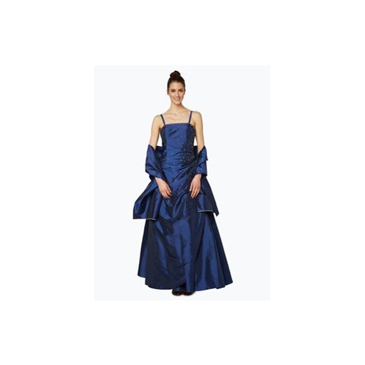 Luxuar Fashion - Damska sukienka wieczorowa z etolą, niebieski