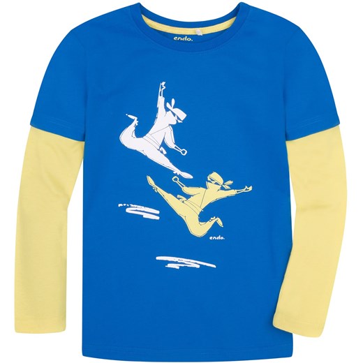 Koszulka z długimi, odcinanymi rękawami dla chłopca 9-13 lat Endo niebieski 158-164 promocja endo.pl 