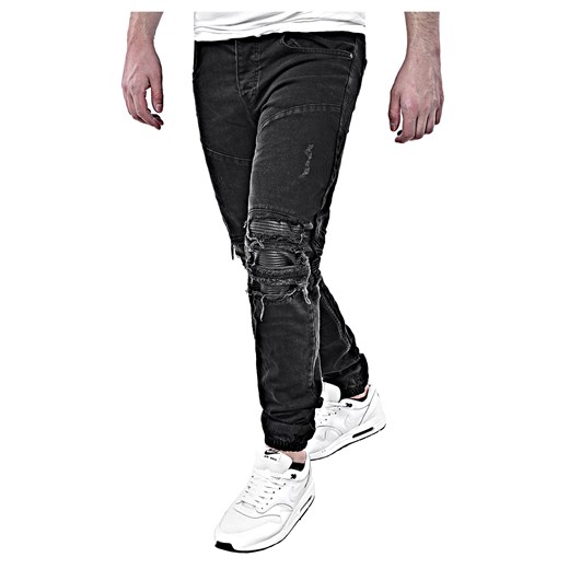 Spodnie jeansowe męskie - ta56 czarny Risardi 38 