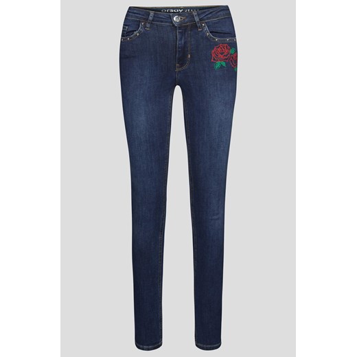 Jeansy skinny z haftem i ćwiekami granatowy Orsay 38 orsay.com