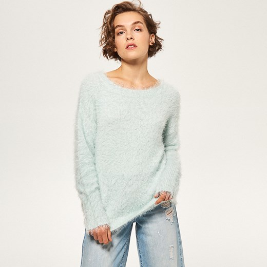Reserved - Sweter z dekoltem z tyłu - Zielony