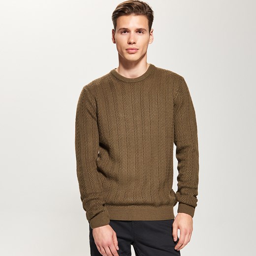 Reserved - Sweter o zarysowanym splocie - Zielony