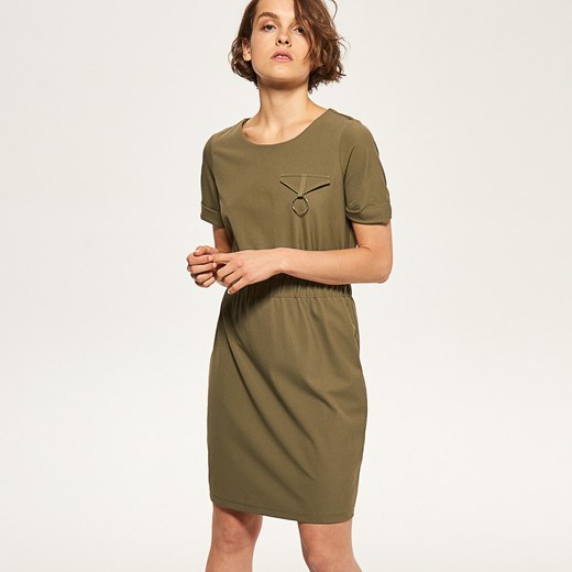 Reserved - Sukienka z ozdobną kieszonką - Zielony