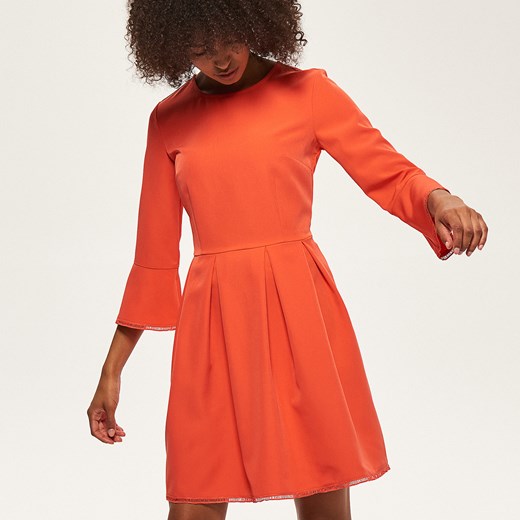 Reserved - Sukienka z zakładkami - Pomarańczo
