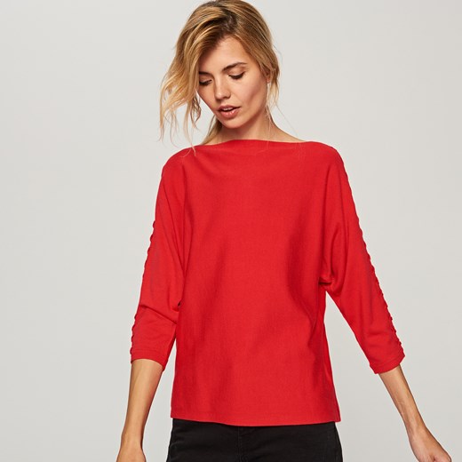 Reserved - Sweter ze sznurowanymi rękawami - Czerwony