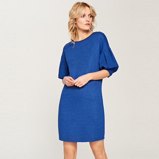 Reserved - Sukienka z bufiastymi rękawami - Niebieski