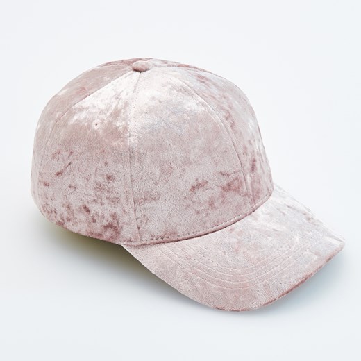 Reserved - Welurowa czapka z daszkiem - Różowy