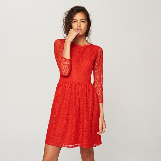 Reserved - Koronkowa sukienka - Czerwony