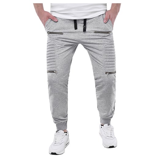Spodnie męskie joggery dresowe atc1670a - szare szary Risardi XL 