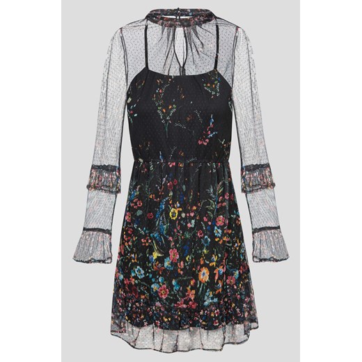 Siateczkowa sukienka w kwiaty szary Orsay 42 orsay.com
