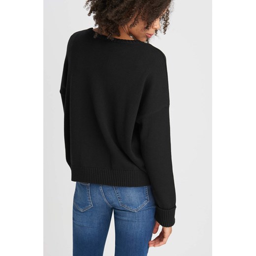Sweter z haftem w kwiaty Orsay czarny XL orsay.com